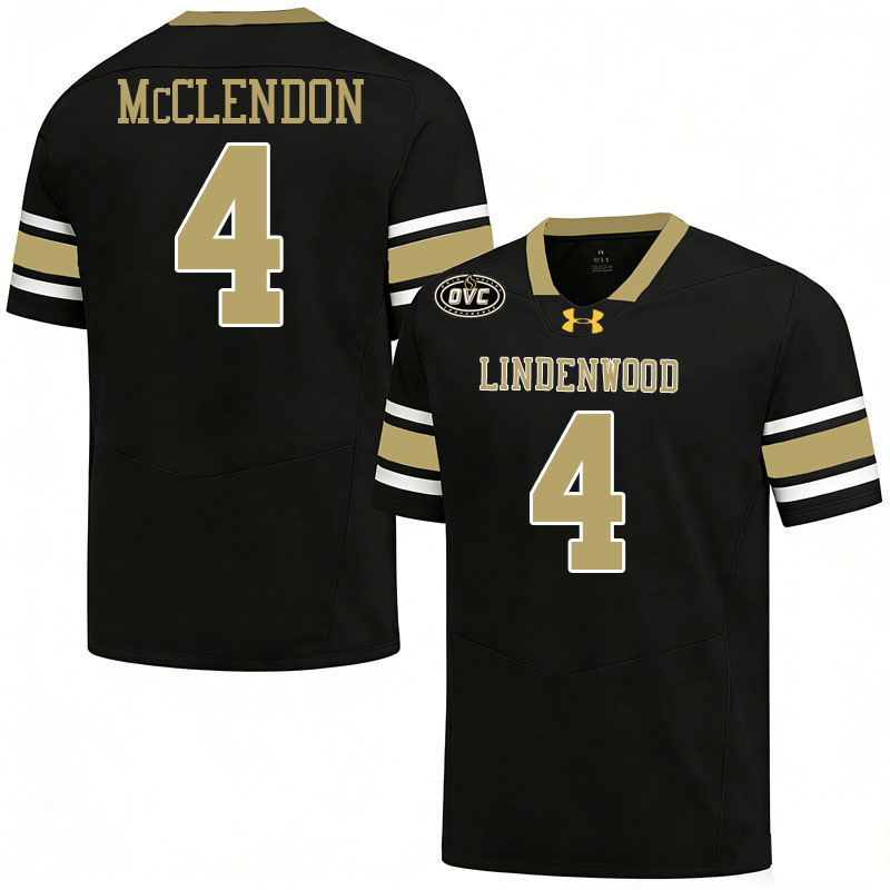 Lindenwood Lions #4 Kobe McClendon College Football Jerseys,Uniforms-Black
